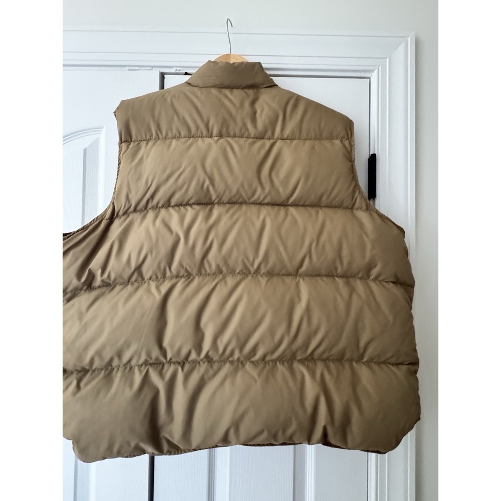 Vtg L.L. Bean Men's Down Filled Nylon Puffer Vest Khaki Tan Buttons Outdoors XXL - Picture 4 of 4